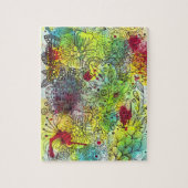 Kleurrijke Line Art Ink en Waterverf Splashes Legpuzzel (Verticaal)