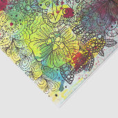 Kleurrijke Line Art Ink en Waterverf Splashes Tissuepapier (Detail)