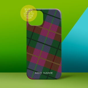 Kleurrijke Linnen Plaid Patroon met Aangepaste Naa iPhone 16 Hoesje