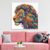 Kleurrijke lion Canvas Wall Art Tribale leeuwensch (Insitu (Woonkamer))