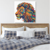 Kleurrijke lion Canvas Wall Art Tribale leeuwensch (Insitu (Slaapkamer))