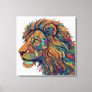 Kleurrijke lion Canvas Wall Art Tribale leeuwensch Afdruk