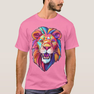 Kleurrijke Lion Face T-shirt