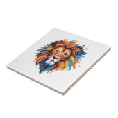 Kleurrijke Lion Head Wall Art Tegeltje (Zijkant)