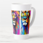 Kleurrijke Lions Digitale Kunst Latte Mok (Rechterhoek)