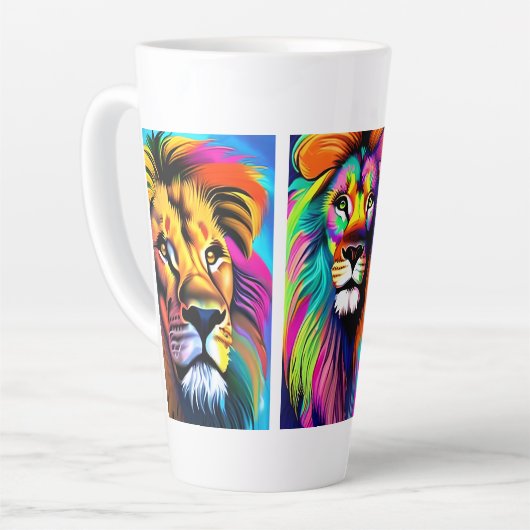 Kleurrijke Lions Digitale Kunst Latte Mok (Linkerhoek)
