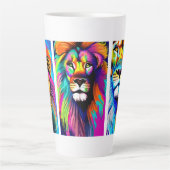 Kleurrijke Lions Digitale Kunst Latte Mok (Voorkant)