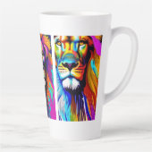 Kleurrijke Lions Digitale Kunst Latte Mok (Rechts)