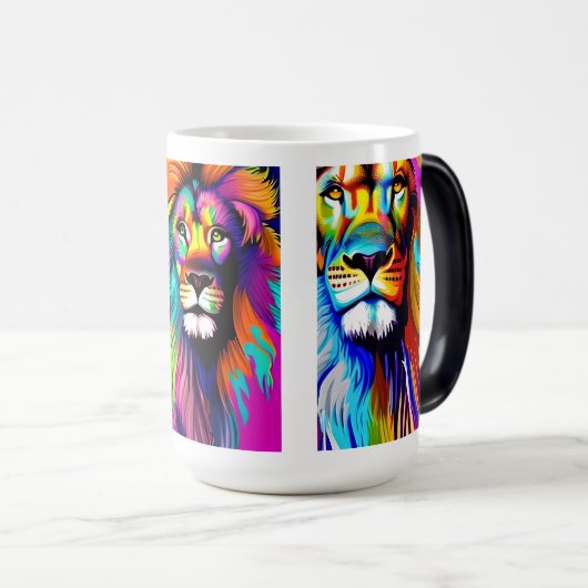 Kleurrijke Lions Digitale Kunst Magische Mok (Voorkant rechts)