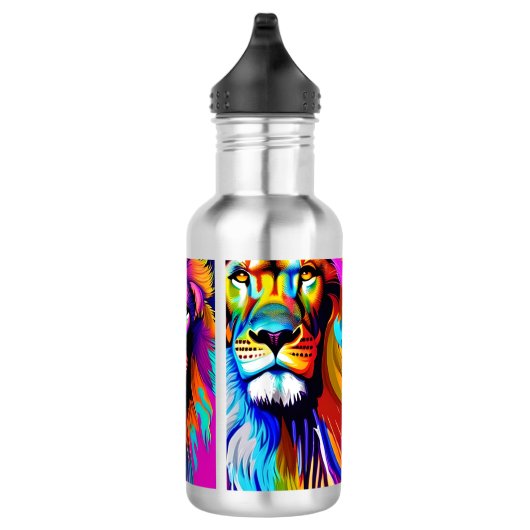 Kleurrijke Lions Digitale Kunst Waterfles (Rechts)