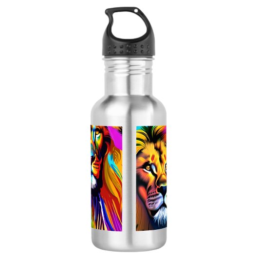 Kleurrijke Lions Digitale Kunst Waterfles (Achterkant)