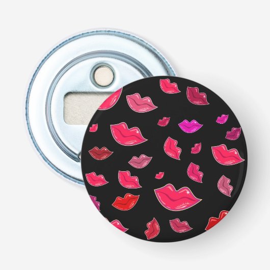 Kleurrijke lippen button flesopener (Voorkant)