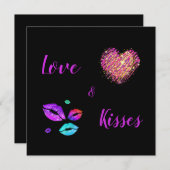 Kleurrijke Lippen Met Liefde & Kusjes Feestdagenkaart (Voorkant / Achterkant)