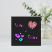 Kleurrijke Lippen Met Liefde & Kusjes Feestdagenkaart (Staand voorkant)