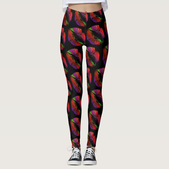 Kleurrijke Lippen Moderne Zwarte #3 Leggings