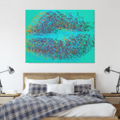 Kleurrijke lippen Retro Canvas Afdruk (Insitu (Slaapkamer))
