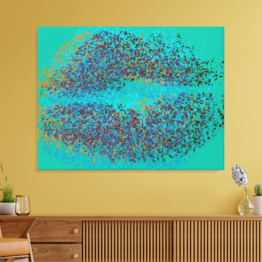 Kleurrijke lippen Retro Canvas Afdruk (Insitu (Woonkamer))