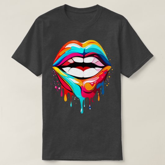 Kleurrijke lippen t-shirt (Design voorkant)
