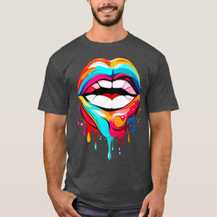 Kleurrijke lippen t-shirt