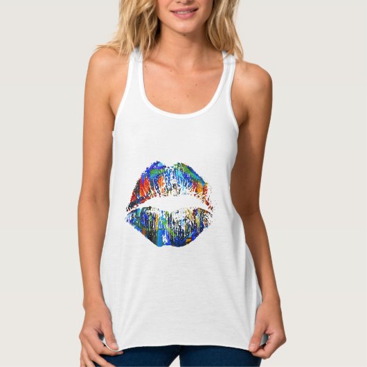 Kleurrijke Lippen Tanktop (Voorkant)
