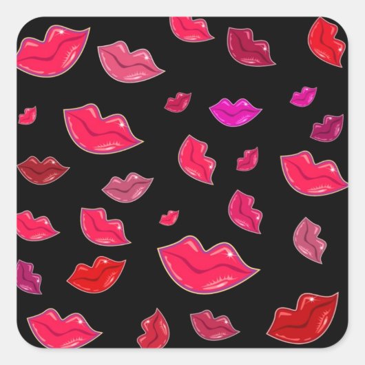 Kleurrijke lippen vierkante sticker (Voorkant)