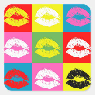 Kleurrijke lippen vierkante sticker