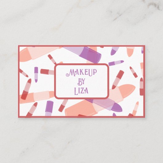 Kleurrijke lippenstift buizen make-up artist beaut visitekaartje (Voorkant)