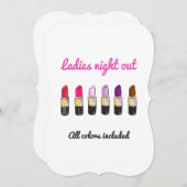 Kleurrijke lippenstiften MEISJESAVOND uitnodiging (Voorkant / Achterkant)
