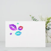 Kleurrijke Lips Briefpapier (Staand voorkant)