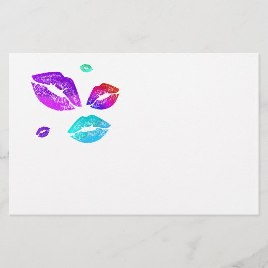 Kleurrijke Lips Briefpapier (Voorkant)