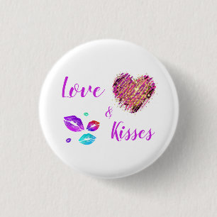 Kleurrijke Lips met liefde en kussen Ronde Button 3,2 Cm