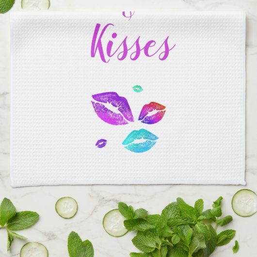 Kleurrijke Lips met liefde en kussen Theedoek (Gevouwen)