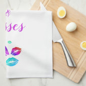 Kleurrijke Lips met liefde en kussen Theedoek (Quarter Fold)