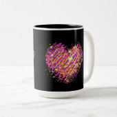 Kleurrijke Lips met liefde en kussen Tweekleurige Koffiemok (Voorkant rechts)