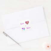 Kleurrijke Lips met liefde en kussen Vierkante Sticker (Envelop)