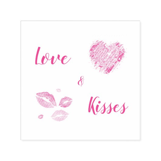 Kleurrijke Lips met liefde en kussen Zelfinktende Stempel (Design)