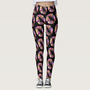 Kleurrijke Lips Modern Black Leggings