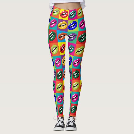 Kleurrijke Lips Whimsical All-Over-Print Leggings (Voorkant)