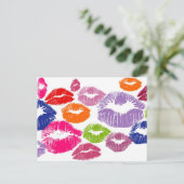 Kleurrijke lipstick Kisses Lip Color Briefkaart (Staand voorkant)