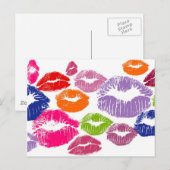 Kleurrijke lipstick Kisses Lip Color Briefkaart (Voorkant / Achterkant)
