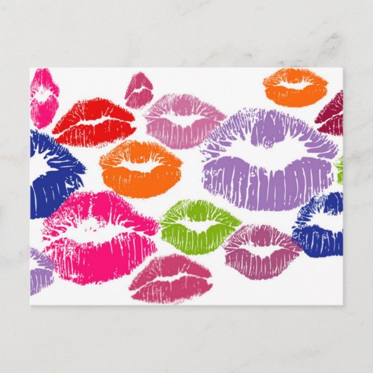 Kleurrijke lipstick Kisses Lip Color Briefkaart (Voorkant)