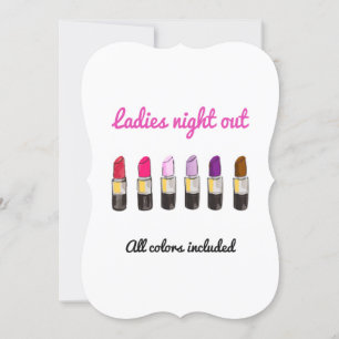 Kleurrijke lipsticks GIRLS NACHT OUT uitnodiging