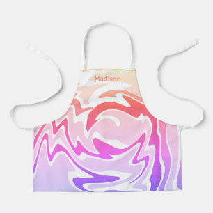 Kleurrijke Liquid Swirl gepersonaliseerde naam Schort