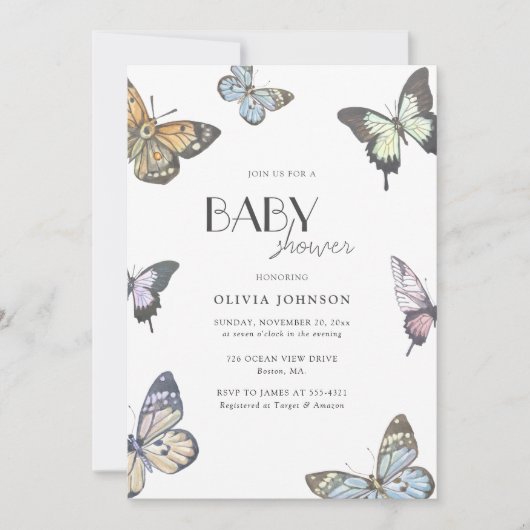 Kleurrijke Little Butterfly Baby shower Kaart (Voorkant)