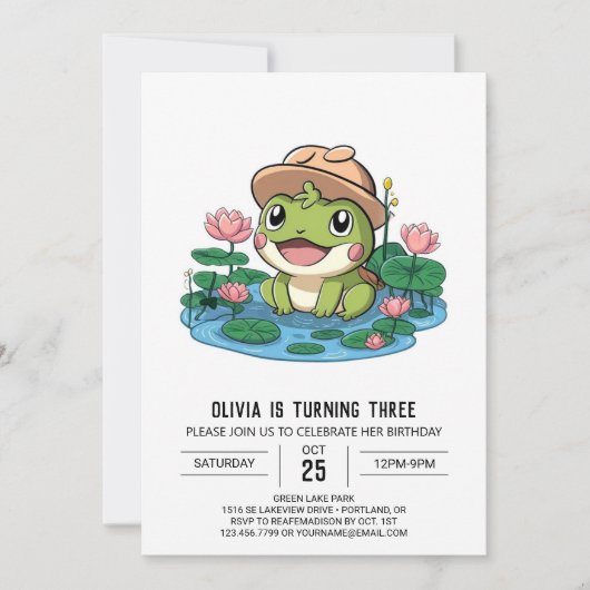 Kleurrijke Little Frog digitale verjaardag Kaart (Voorkant)