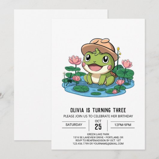 Kleurrijke Little Frog digitale verjaardag Kaart (Voorkant / Achterkant)