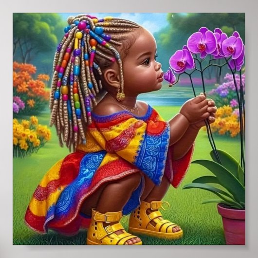 Kleurrijke Little Girl Wall Poster (Voorkant)