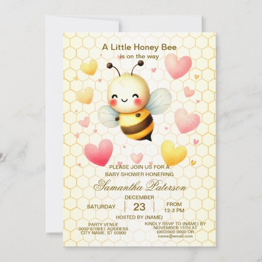 Kleurrijke Little Honey Bee Baby shower Schattige Kaart (Voorkant)