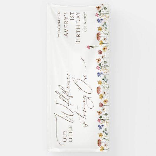Kleurrijke Little Wildflower wordt een verjaardag Spandoek (Verticaal)