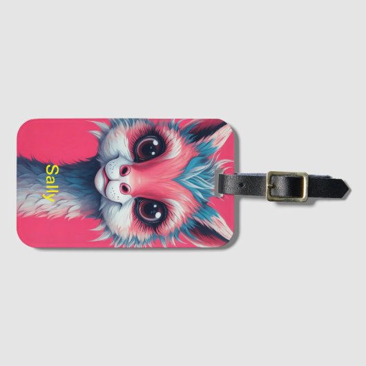 Kleurrijke Llama Bewerkbare Tekst Bagagelabel (Voorkant (horizontaal))